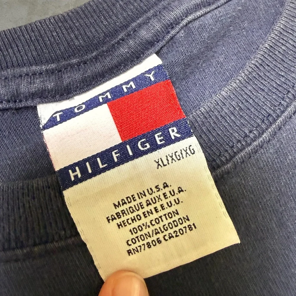 Vintage 90s Tommy Hilfiger T-Shirt Mens XL Navy Surf Beach Patrol made in usa